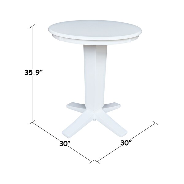 30 In. Solid Wood Round Top Pedestal Dining Table - 35.9 In. High, White